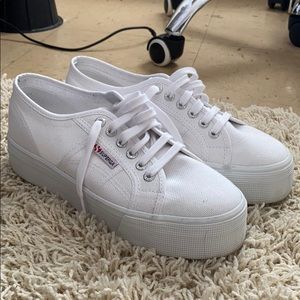 White Superga platform sneakers